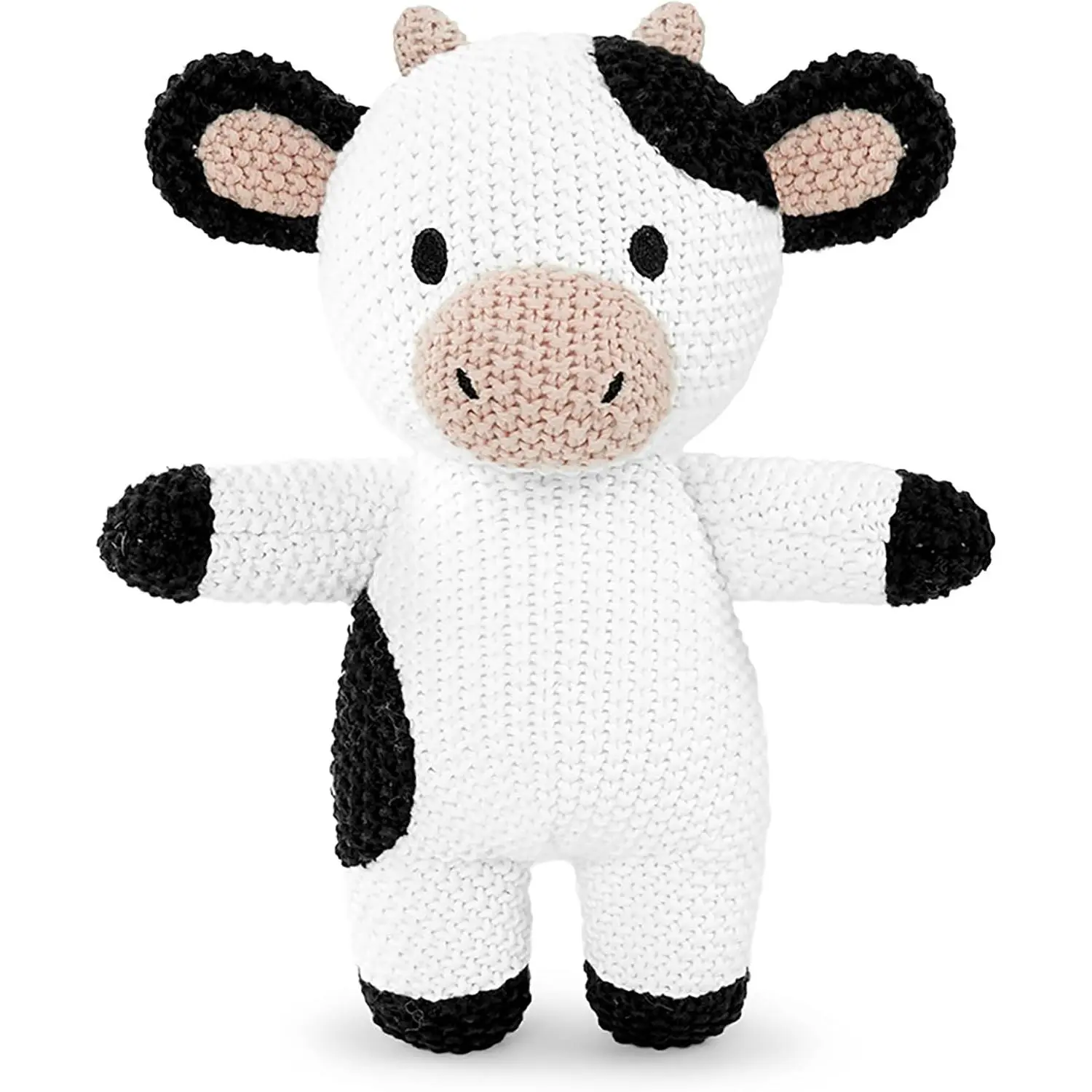Cute Knitted Cow Stuffed Animals, Baby Crochet Stuffed Animal Soft Toys. Cute Small Animal Dolls, 10 inch Cow Plush Toy, Soft Toys for Babies, Boys and Girls Birthday Christmas