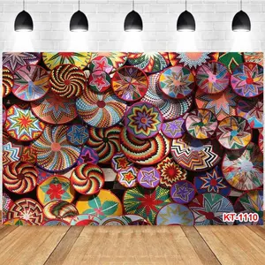 Photography Background Folk - style Cultural Theme Colorful Disks Colorful Patterns Handmade Festive Occasions Decor Backdrop Photo Studio