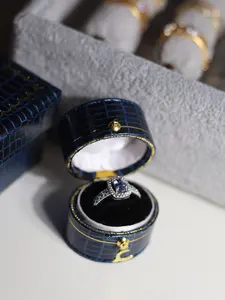 Silver Grace Jewelry 0.5 Carat Tanzanite Gemstone Ring s925 Silver with 18k Gold One Size Adjustable band