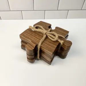 Black Walnut Puzzle Piece Coaster Set | 4