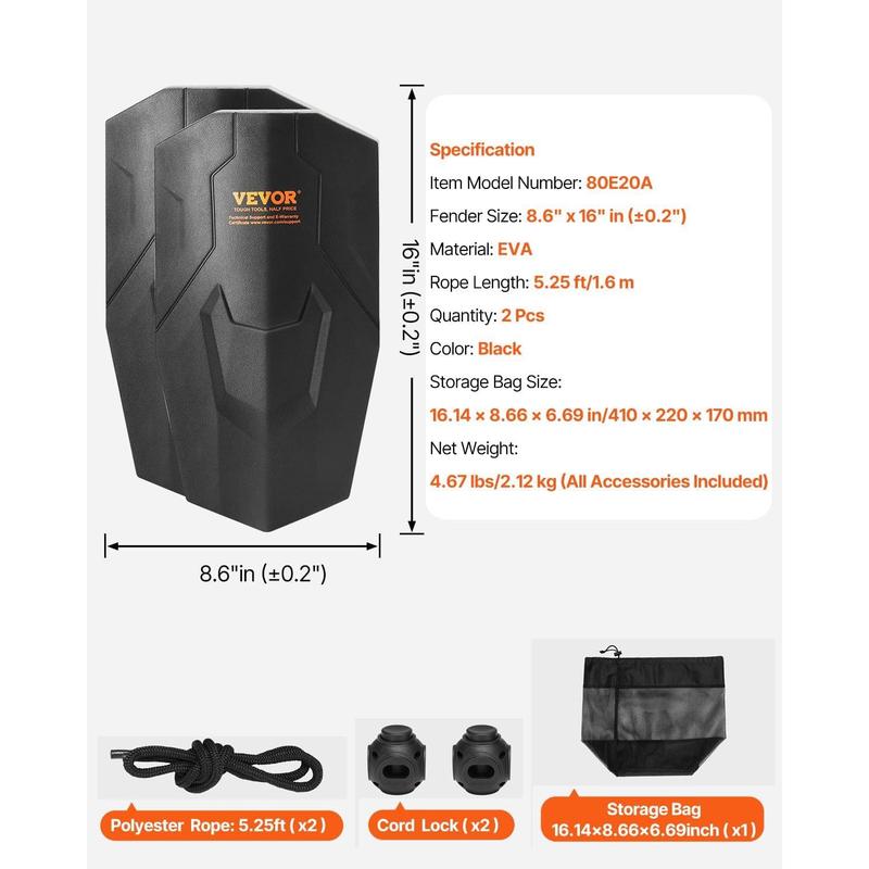 VEVOR Boat Fenders,8.6" X 16" Boat Bumpers For Docking,Marine