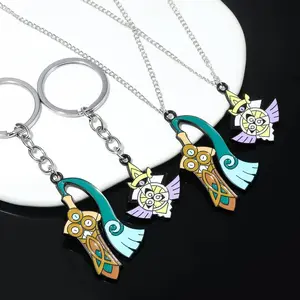 Cartoon Weapon keychain Mini Aegislash And X·Y Sword Enamel Pendant Keyring Necklace Jewelry Cosplay Gift