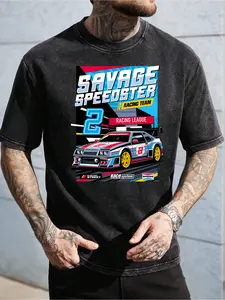 Mens Pure - Black T-Shirt: Savage Speedster Racing Tee Turbocharged Graphic Style for Thrill Seekers - Premium