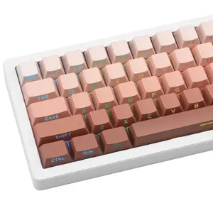 COOMICKEY Blush PinkTranslucent Keycaps Set，136-Key Side-Engraved PBT  Dye-Sub Keycaps. Cherry profile for Cherry MX/Gateron Mechanical Keyboards tiktokshopspringglowuP.