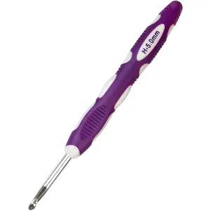 Size H/8(5mm) Crochet Hook,Extra Long Crochet Hooks Needles for Arthritic Hands,Ergonomic Grip Soft Handles for Beginners and Experiecced Crochet Lover,Comfortable/Smooth/Ergonomic