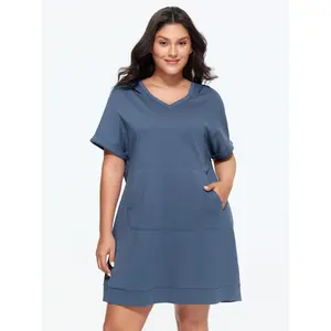 BLOOMCHIC Women's Plus Size Solid Polyester-Spandex Beaded Sleeveless Pocket Mini Dress [M-6X] - 2026 Summer Swimweek Party Cocktail Dress,Spotlight,Summer wins,Deals for your days