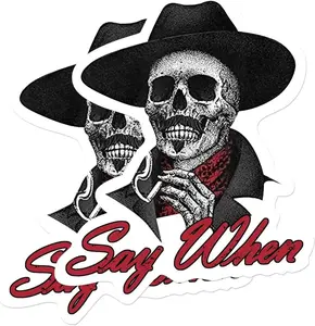 Say When Laptop Stickers Decal, Skeleton Skull Tombstone Stickers, Blue Collar Sticker, Hard Hat Decal