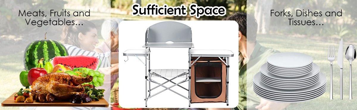 Camping Kitchen Table Quick Set-Up Folding MDF Table with Steel Frame & Aluminum Top Ideal for BBQs Picnics RV Traveling Lightweight 21 lbs