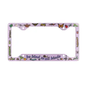 Entomology Purple Insect License Plate Frame - Cool Colorful Bug Lover Car Decor