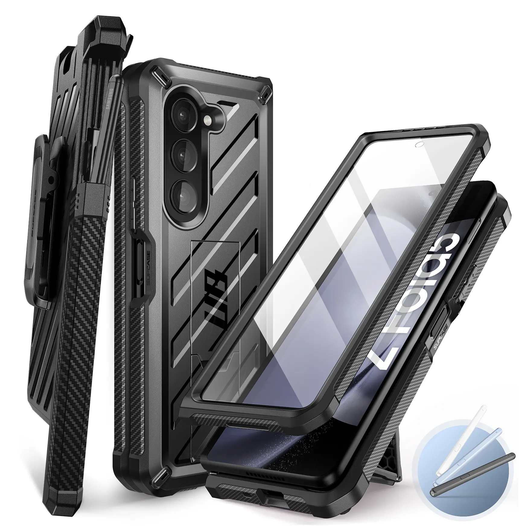 SUPCASE Unicorn Beetle Heavy-Duty Shockproof Smartphone Cover - for Samsung Galaxy Z Fold 3/4/5, Z Fold Series, with Detachable Belt Clip, S Pen Holder, Built-in Screen Protector, Landscape Stand, Full Protection Accessory, Folding