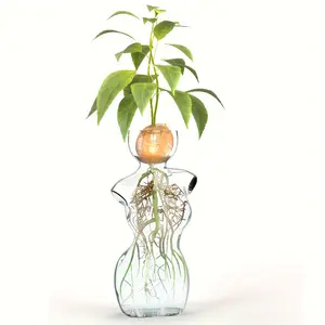 Elegant Female Form Glass Vase - No-Electricity Home Decor Vessel for Avocado Cuttings, Plant Propagation