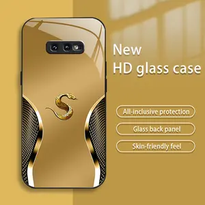 Galaxy S10e New High-End Creative Auspicious Gold Zodiac Animal Mobile Phone Case HD Glass Back Panel Anti-Fall Anti-Fingerprint Skin-Friendly Feel