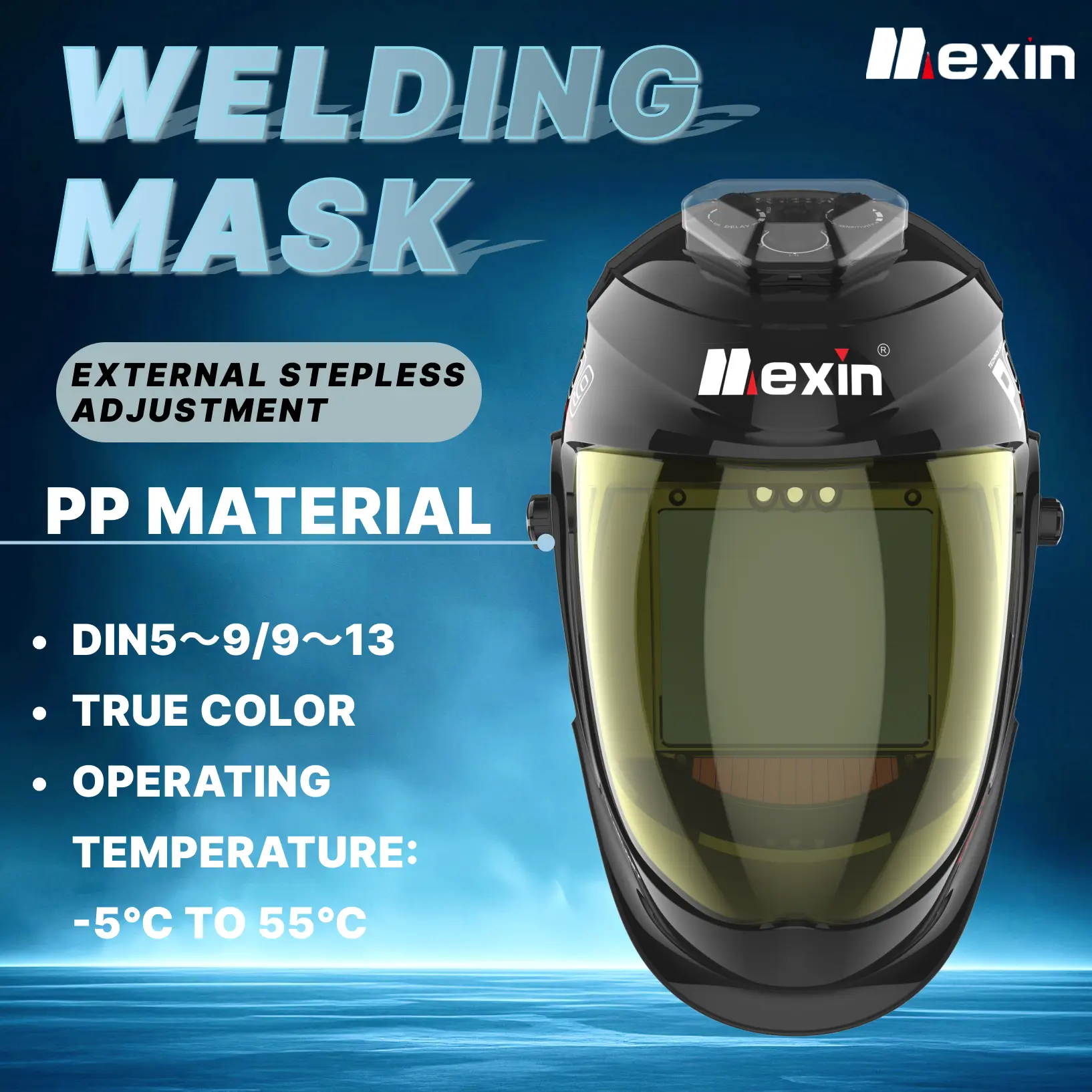 Mexin 28-800G Automatic Darkening Welding Cap, Lightweight Wearable Protective Cover with Protective Belt for Argon Arc Welding, Weldingcap