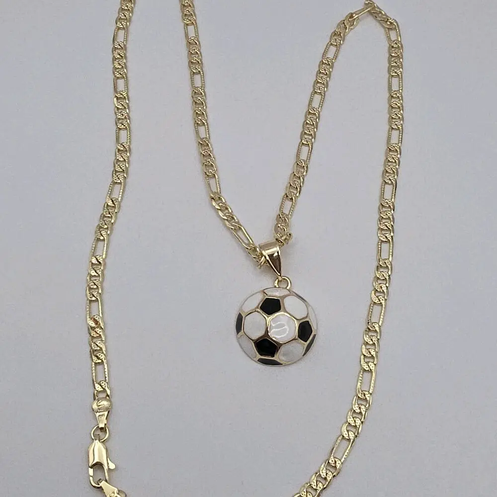 soccer ball (B) figaro chain 24"inches long chain gold-plated classic colors
