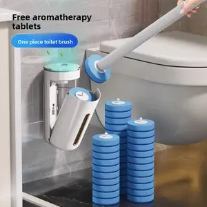 Disposable Toilet Brush Wall-Mounted 2025 New Model with Cleaning Refill Kit for Bathroom Sinks Bathtubs Drain Openings Washbasins and Urinals Free Aromatherapy Tablets Home Scrubbing Stick Household