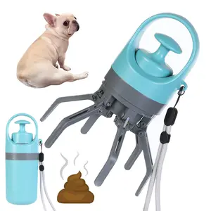 Portable Lightweight Dog Pooper Scooper with Built-in Poop Bag Dispenser Eight-claw Shovel for Pet Toilet Picker Blue Plastic Compact Design for All Pet Sizes Easy Waste Pickup Effective on Every Surface