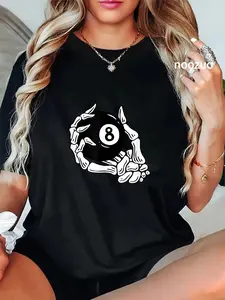 100% Cotton Unisex Pool billiards vintage 8 eight ball T-Shirt Casual Graphic Printed Tee