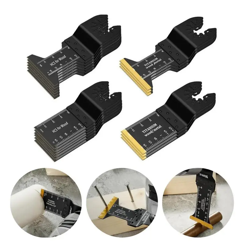 18 PCS Titanium Oscillating Saw Blades Metal Cutting | Universal Multi Tool Blades for Metal Nails Wood Plastic and Hard Material