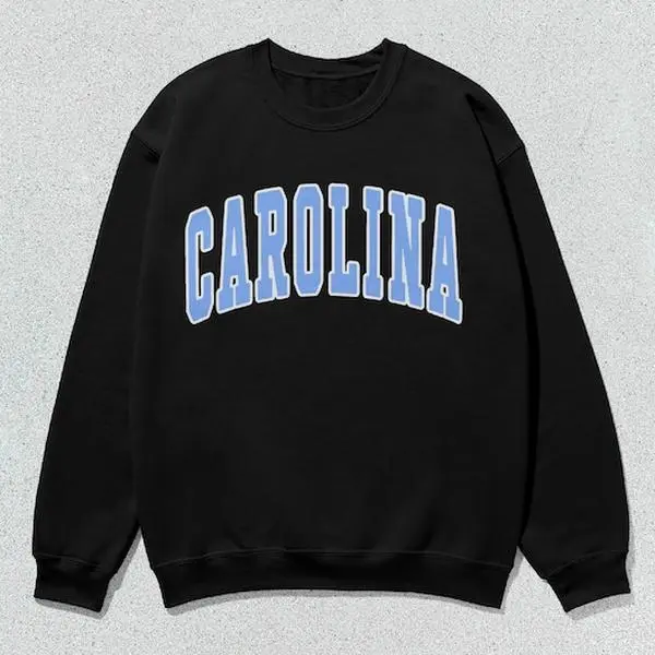 Carolina Graphic Sweatshirt, Unisex Collegiate Style Long Sleeve Pullover, Casual Crewneck Sweater Top in Blue, Tops, Round Neck, Blue Men's Sweatshirts, Cozy Men's Sweatshirts