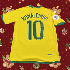 2006 FIFA World Cup Brazil Home 10 Ronaldinho Short Sleeve Soccer Jersey