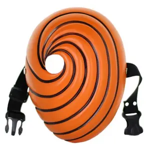 Orange Obi to Cosplay Mask with Spiral Design and Adjustable Straps for Costume Wear