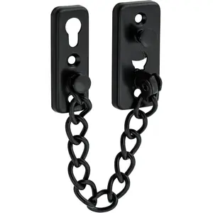 Door Chain Lock, Door Latch Guard with Spring Anti-Theft Press Lock, Stainless Steel Safety Chain Bolt for Interior Front Toilet Barn Fence Garage (Black)