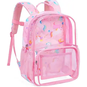 Clear Backpack for School  Clear Bookbag Heavy Duty 15 Inch See Through Backpack Unicorn Transparent Bag for Girls