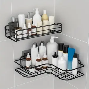 1pc Wall Mounted Bathroom Storage Rack, Punch-free Bathroom Shelf, Wall Hanging Corner Shower Caddy, No Punching Triangle Storage Rack, Bathroom Accessories