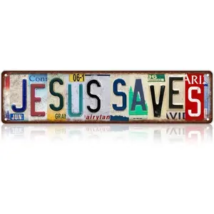 Vintage Jesus Saves Wall Decor Home Decor Products Street Signs Metal Signs for Home Living Room Man Cave Bedroom Bar Garage Cafe Pub Office Store Club Gift Home Business Decor 4*16 INCH