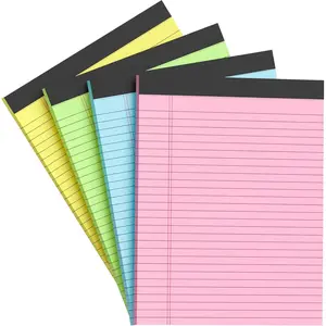 Colored Legal Pads 8.5 x 11 Note Pads 8.5x11 inch, Wide Ruled Clear Print Writing Pads 30 Sheets/Pad, 20lb Colored Paper, Perforated Notepad with Sturdy  (4 Pads)