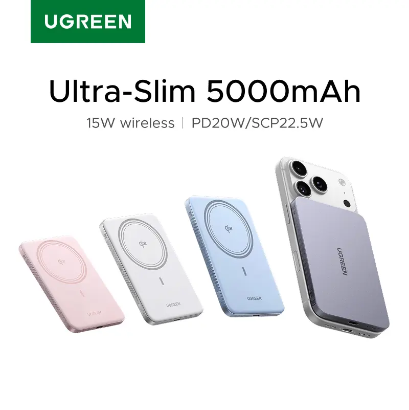 UGREEN QI2 Power Bank, 8.6mm Ultra-Slim 5000mAh Magnetic Battery, 20W PD Fast Charging Portable Charger, MagSafe-Compatible External Battery for iPhone 17/16/15/14 Series, Grey,DealsForYouDays