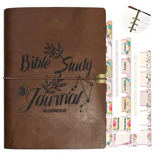Bible Study Journal Leather Notebook, Bible Study Supplies, Church Notes Prayer Journal for Bible Notes Religious Gifts for Women Men