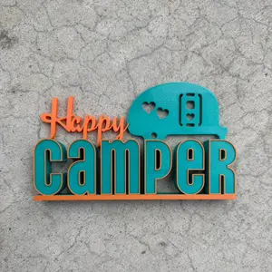 Happy Camper Sign | 3D Printed Camper Decor | RV Gift | Camping Lover Decor | Camper Shelf Sign | Custom Color Camper Sign