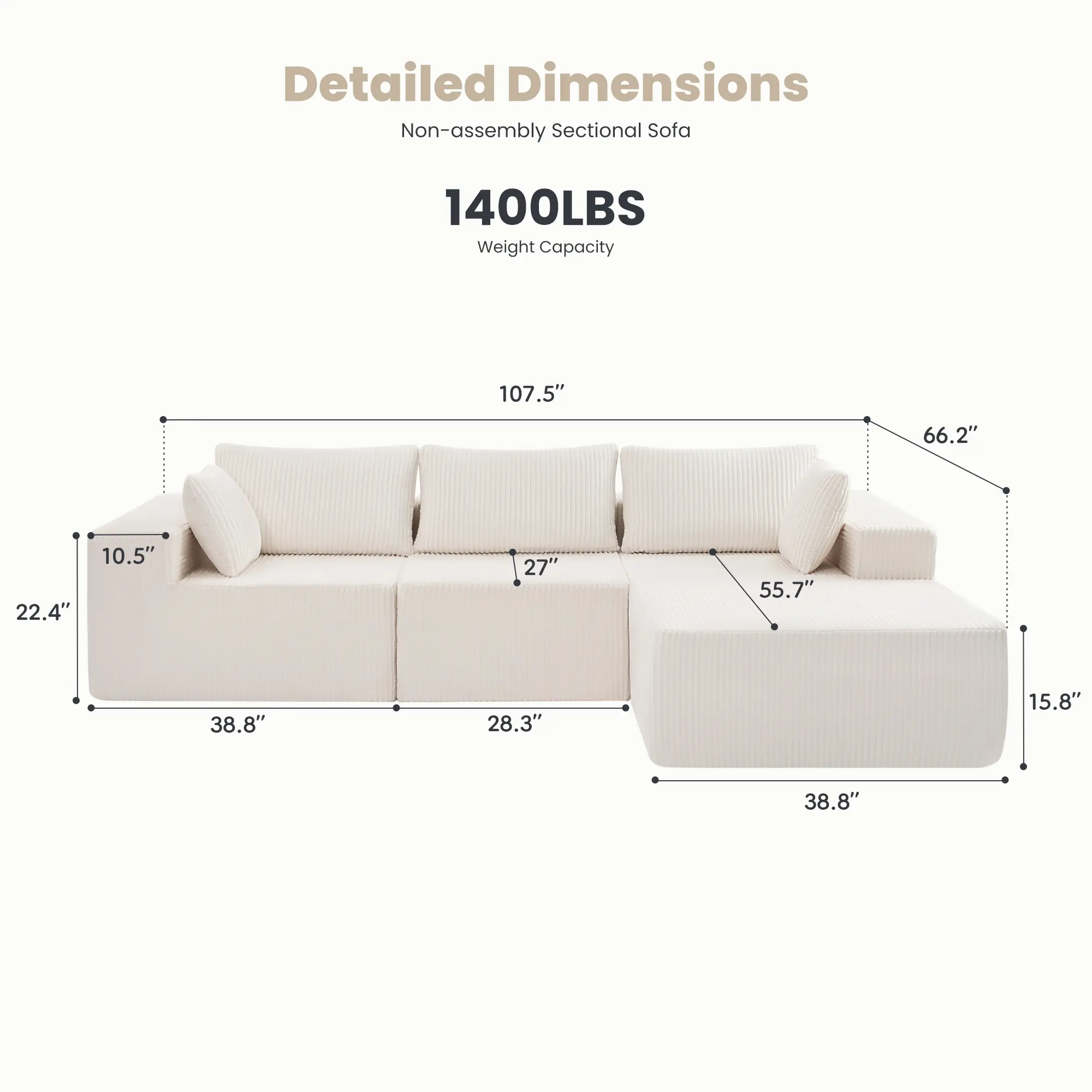 Right Facing Chaise-Beige