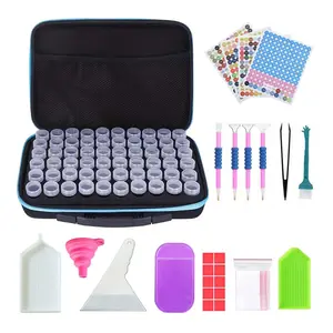 Diamond Painting Storage Box, 60 Slots Organizer, Portable Rhinestone Tool Container, Multi-Functional Craft Supplies Holder
