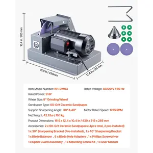 VEVOR Lawn Mower Blade Sharpener, 1HP Lawnmower Blades Grinder with 9 Ceramic Grinding Wheel, Grit Collector Balancer, 30/40 Blade Sharpening Machine for High Lift, Low Lift, Gator Flat Blades