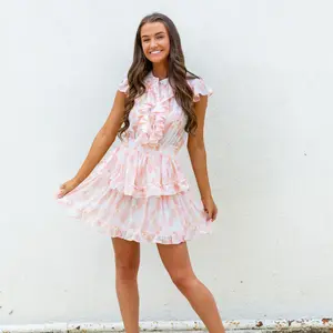 Astrid Ruffle Mini Dress - Honeysuckle