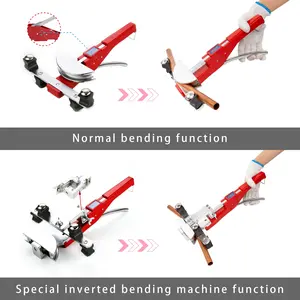 Ratcheting Tube Bender Kit 90° Forward & Reverse Pipe Bender Tool with 7 Dies 1/4" to 7/8" HVAC Refrigeration Automotive Plumbing Soft Copper Tubing Includes Pipe Cutter & Deburring Tool