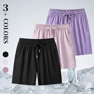 Women’s solid-color athletic shorts, 3-pack; available in multiple colors; quick-drying, breathable, and comfortable; made from nylon fabric combined with ice silk material, which helps keep them dry quickly. Suitable for women to wear—ideal for indoor ac