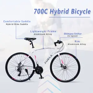 24 Speed Hybrid bike Disc Brake 700C Road Bike For men women's City Bicycle adults bikes