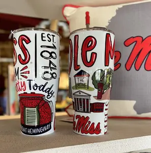 Ole Miss Icon Tumbler Double Walled Insulated Tumbler with Straw