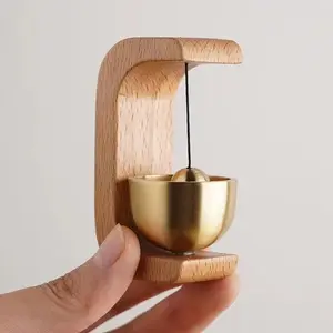 1count Suction Door Type Solid Wood Wind Chime, Magnetic Hangable Entry Door Bell, Vintage Door Bell Hanging Ornament, Home Decor Supplies Doorbell, Easy Install