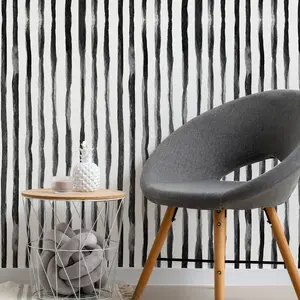 and Artistic Decorative Self-Adhesive Waterproof Wallpaper, Water Ink Vertical Stripes Design, Peel and Stick, Easy to Trim for Home Decor, Perfect for, Bedroom Accent Walls and Sofa Backgrounds, Peel and Stick Wallpaper Designs