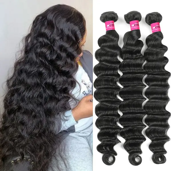 Thick Loose Deep Wave Human Hair Bundles Raw Human Hair Weave Brazilian Body Wave Quick Weave Extensions 1/3/4 Bundles FallFreshness