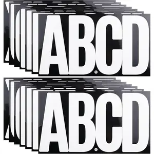 6 Inch Large White Letters Stickers, 76 count Self Adhesive Alphabet Sticker for Mailbox,Door, and Outdoor, &Weatherproof Sticky Vinyl Letter Symbol Stickers,14 Sheets