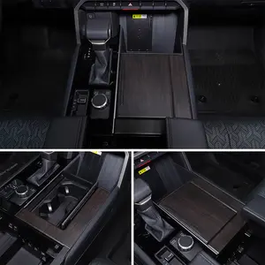 2-Piece ABS Oak Grain Car Center Console Cup Holder Panel for 2022+ Toyota Tundra/Sequoia
