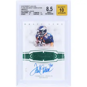 Terrell Davis Denver Broncos Autographed 2018 Panini Flawless Draft Gems Emerald #DG-TD #1/2 BGS Authenticated 8/.5/10 Card - 9.5,8,9,9.5 Subgrades - Fanatics Authentic Certified