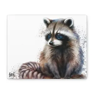 Animal Art Canvas - Raccoon Art Canvas Print, Cute Animal Home Decor, Wildlife Wall Art, Nature Gift, Cozy Living Room Decoration