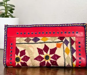Hand Crafted Kutch Embroidered Clutch Wallet [Red]