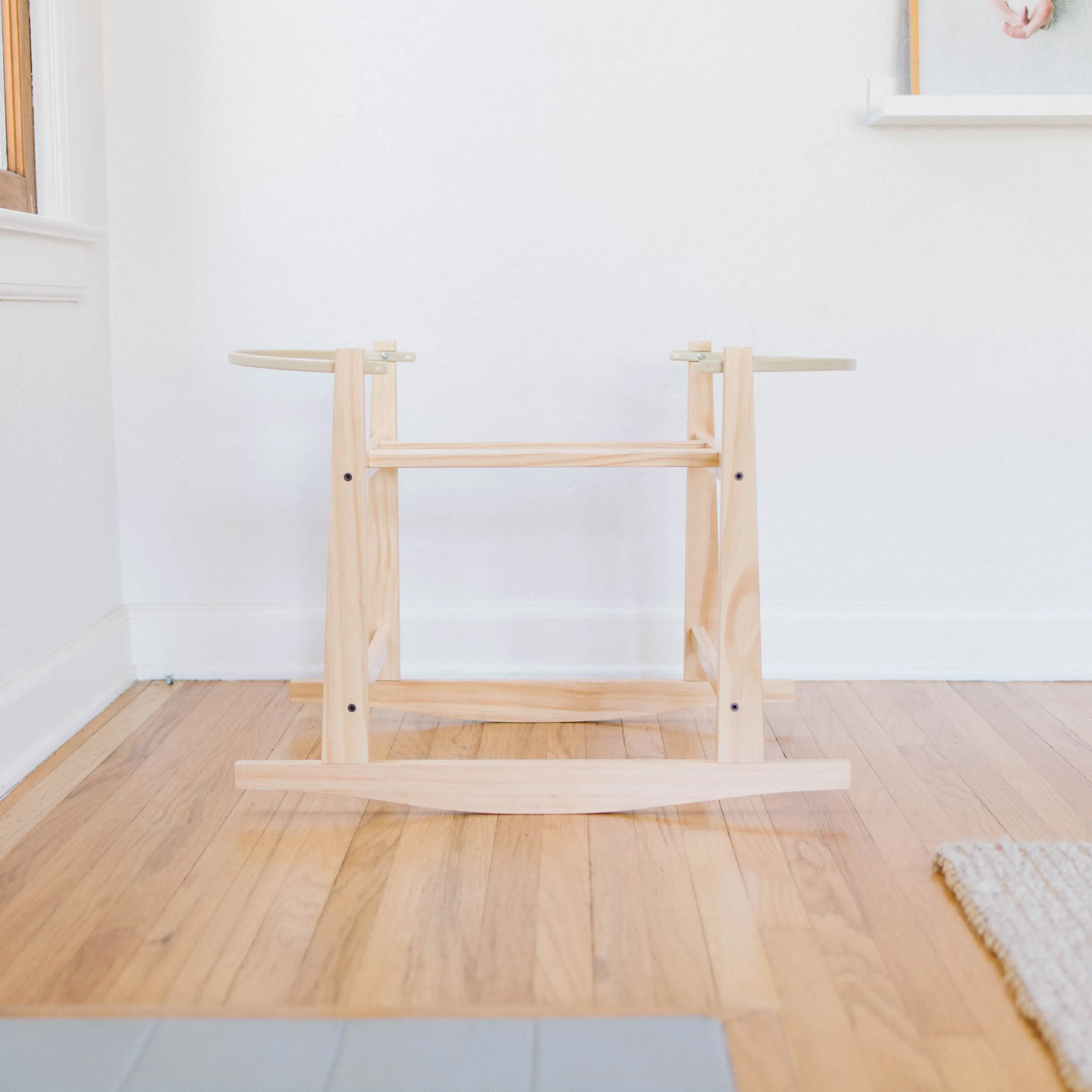 Modern Rocking Bassinet Stand- Natural Pine